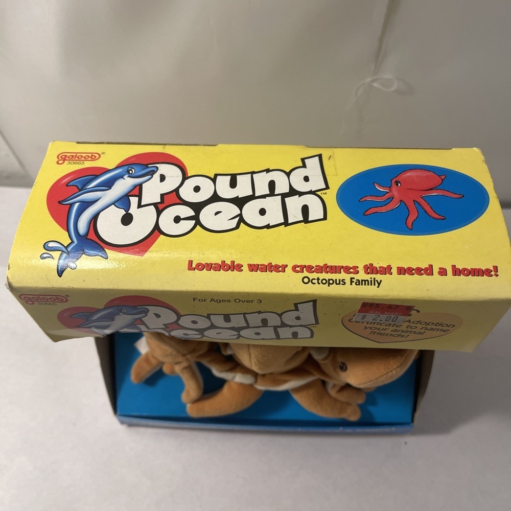 Pound Ocean Octopus Family Stuffed Toy Galoob 1999 New In Box Water Animals - Picture 9 of 16